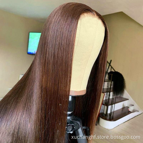 Invisible Pre Plucked Brazilian Virgin Hair Honey  Brown Lace Front Wig Colorful Wigs Straight Human Hair Wigs for Black Women